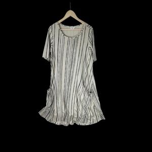 Prairie Cotton Y2K‎ Striped Side Pocket Swing Midi Dress Sz XL